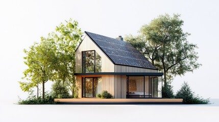 Aufkleber - Eco-friendly modern house surrounded by trees