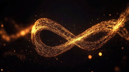 Poster - Golden infinity symbol swirls in particles