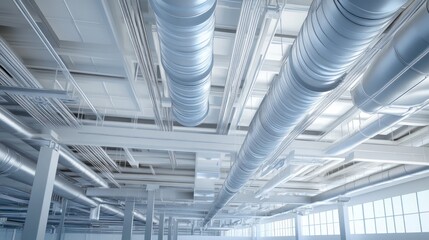 Aufkleber - Industrial interior ceiling pipes