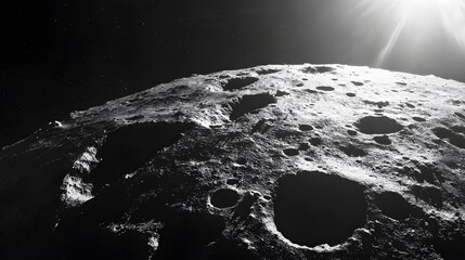 Wall Mural - asteroid with craters: a close-up of a large asteroid covered in deep craters, drifting silently thr