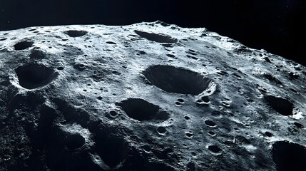 Wall Mural - asteroid with craters: a close-up of a large asteroid covered in deep craters, drifting silently thr