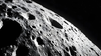 Wall Mural - asteroid with craters: a close-up of a large asteroid covered in deep craters, drifting silently thr
