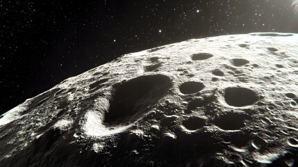 Wall Mural - asteroid with craters: a close-up of a large asteroid covered in deep craters, drifting silently thr
