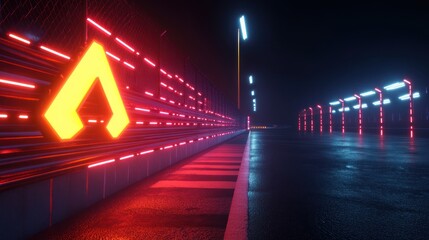 Aufkleber - Neon-lit racing track alleyway