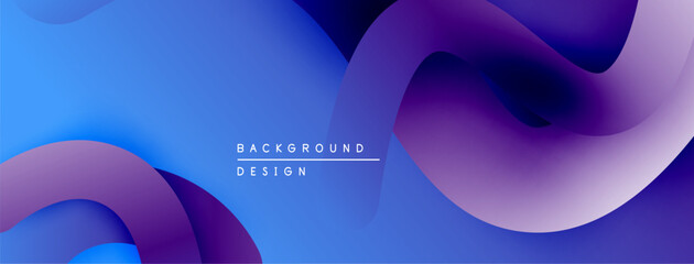 Wall Mural - abstract fluid shapes, vibrant blue purple gradients. modern design element, smooth curves, dynamic 