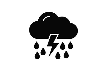 thunderstorm icon black silhouette rain cloud lightning drops