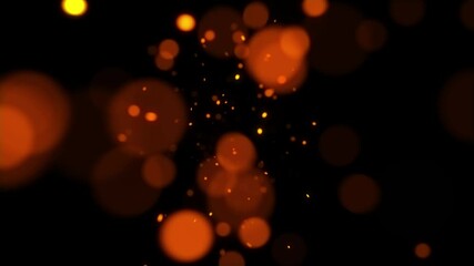 Wall Mural - artistic slow motion flight of blurred fire sparks on black loop background.