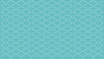 Leinwandbilder - Japanese seamless wave pattern. green wave seamless pattern. repeating textures background. vector illustration