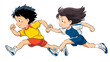 © 963k - 元気いっぱいに走る小学生の男女イラスト｜運動会・体育・スポーツイベント・学校生活の挿絵に最適｜教材・学級通信・学校だよりに使えるかわいい子どもたちの素材
