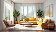 © Wachiraporn - Stylish modern living room interior vector illustration, perfect for home decor projects , living room, artwork