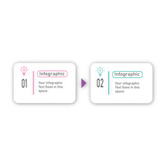 Wall Mural - 2 step infographic template with 2 square line connected suitable for business information and prese