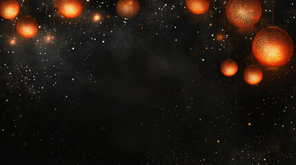 Wall Mural - stunning cosmic background featuring glowing orange lanterns suspended in starry night sky, creating