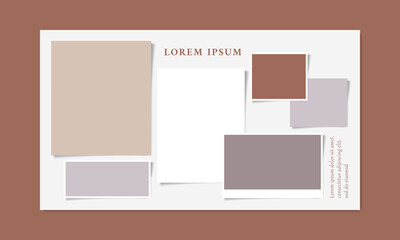 photo frame collage template. mood board template design. blank photo grid mockup. vector illustrati