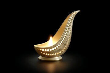 Poster - A close-up of a single tongue of fire shaped like a dove wing glowing with gold light