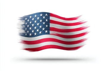 Wall Mural - A minimalist illustration of the American flag in abstract brush strokes on a plain white background
