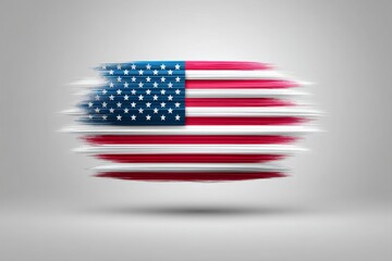 Wall Mural - A minimalist illustration of the American flag in abstract brush strokes on a plain white background