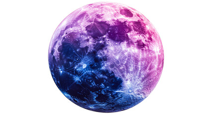 Wall Mural - pink and blue moon surface with craters, cut out transparent