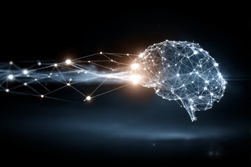 Poster - Digital Brain Connection: A Low-Poly Visualization of Neural Networks and Artificial Intelligence in Action