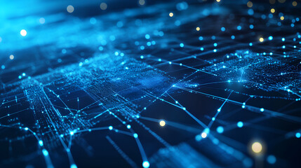 Wall Mural - digital map of usa, concept of north america global network and connectivity, data transfer and cybe