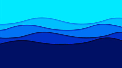 Wall Mural - Blue waves, wave pattern. Copy space.