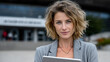 © KAMOLPOP - Confident and Ambitious Business Woman Holding Tablet Outside Modern Office Building