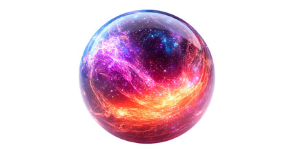 Wall Mural - glowing nebula sphere with plasma and stars on dark background, cut out transparent