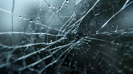 Cracked Window with Spider Web