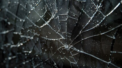 Cracked Window with Spider Web