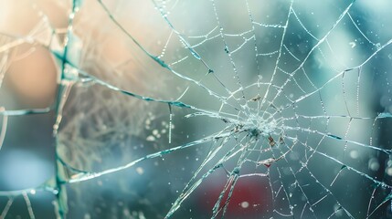 Cracked Window with Spider Web