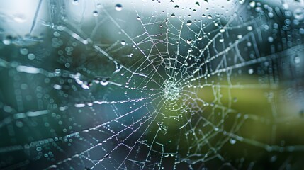 Cracked Window with Spider Web