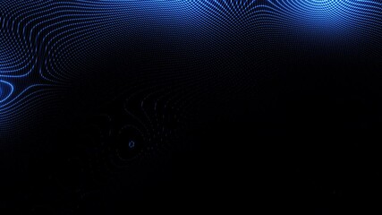 Poster - 4K motion graphic of blue digital particles wave flow, Digital cyberspace abstract black background