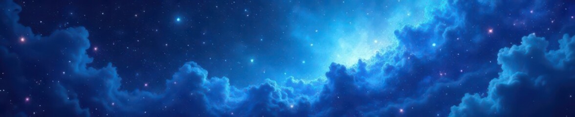Wall Mural - Abstract swirling blue nebula, cosmic texture , dark, paint, calm