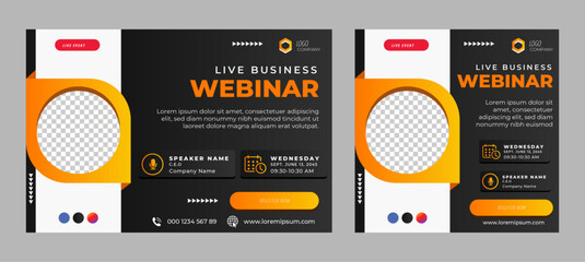 Wall Mural - business conference live webinar banner invitation and social media post template. business webinar 
