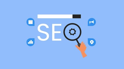 Wall Mural - seo campaign lens focused on optimization strategy. view search analytics, website and local busines