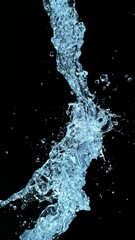 Fototapete - Super Slow Motion of Flying Water Splashes, Black Background. Filmed on High Speed Cinema Camera, 1000fps. Vertical Aspect Ratio.