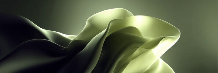 Wall Mural - dynamic, abstract waves flow olive green fluid in motion, background , beautiful design element