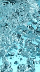Aufkleber - Super Slow Motion of Bubbling Blue Water in Detail. Extreme Macro Shot, Abstract Texture. Filmed on High Speed Cinema Camera, 1000 fps. Vertical Aspect Ratio.