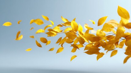 Poster - A series of yellow leaves are flying through the air