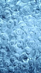 Aufkleber - Super Slow Motion of Bubbling Blue Water in Detail. Extreme Macro Shot, Abstract Texture. Filmed on High Speed Cinema Camera, 1000 fps. Vertical Aspect Ratio.