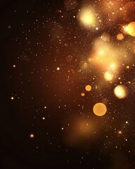 Wall Mural - golden shimmering dust particles scatter in a dark space digital art background for festive celebrat