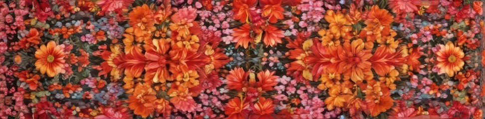 Wall Mural - vibrant blooms, densely packed, creating a colorful carpet , rich colors, background, spring