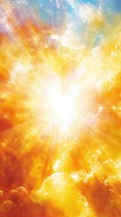 Canvas Print - radiant celestial sky with golden clouds and divine light shining through heaven ethereal view