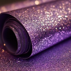 Wall Mural - rolled purple glitter paper close up shot for crafts scrapbooking and party decorations in studio li