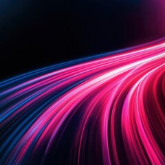 Canvas Print - abstract light trails on black background creating dynamic motion graphic with vibrant pink and blue