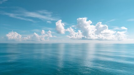 Aufkleber - Breathtaking blue ocean accompanied by a bright sky and soft cloud formations in the background