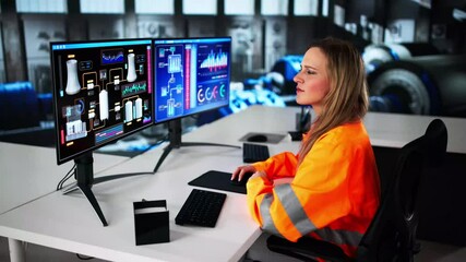Poster - Woman Controlling Electricity Generation In Power Plant
