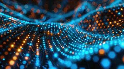 abstract picture of digital particle with digital technology style design connecting become dynamic 