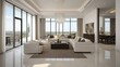 © minny - Elegant penthouse living room design urban setting high-quality gigapixel bright environment wide angle view