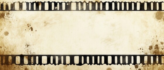 Canvas Print - vintage film strip frame with stained paper texture overhead shot for retro design projects and nost