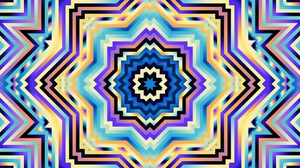 Poster - Geometric wavy pattern kaleidoscope retro circle pattern mosaic background. Classic loop mandala.
